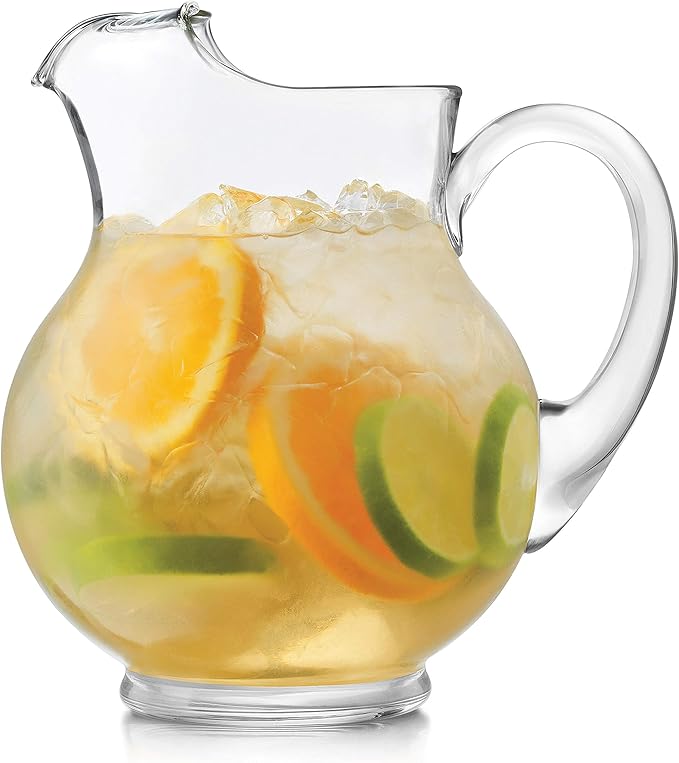 Libbey Acapulco Large Glass Pitcher Set of 2, 89 Oz, Clear, Tall Bubble Glass Pitchers with Handle, Modern Pitcher Set for Iced Tea, Punch, and More
