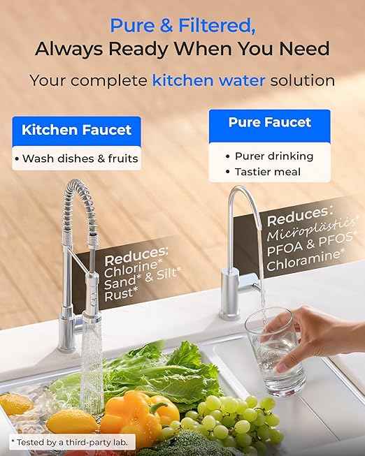 Waterdrop DLG-P Under Sink Water Filter System, 2-Outlet Filter, Reduces PFOA/PFOS Chlorine Chloramine Fluoride Odor, Under Sink Water Filtration System with Dedicated Faucet, Life Indicator - AquaVibe