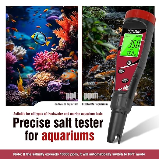 pH Chlorine Meter Digital Salinity pH Tester for Saltwater Pool Salt Reader for Fish Tank Koi Pond TDS Test Pen All in One pH CL Salt ORP EC TDS Temp Monitor Hydroponic pH Conductivity PPM Tester