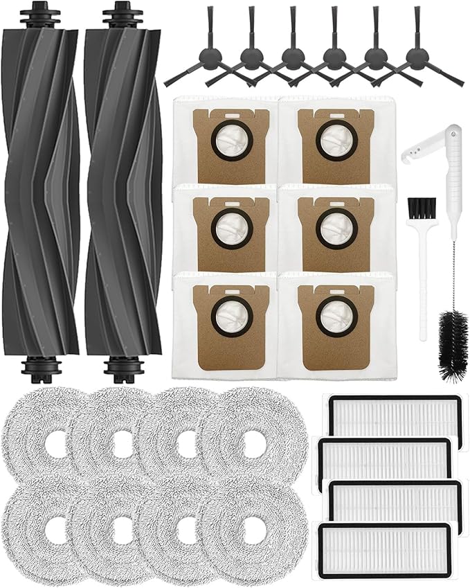 28 PCS Replacement Parts for Dreame L20 Ultra/L20 Ultra Complete, L30 Ultra/L30 Ultra Complete Vacuum Cleaner,2 Rubber Main Brush,6 Activated Carbon Dust Bags,4 Activated Carbon Filters - AquaVibe