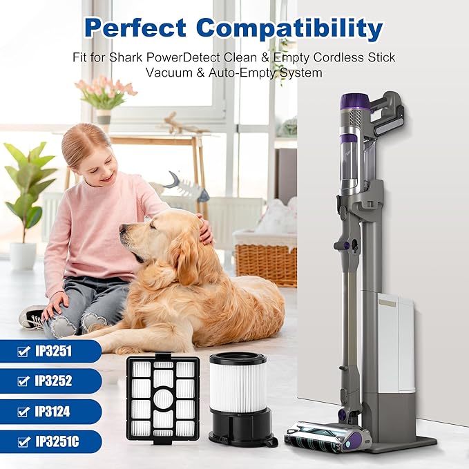 IP3251 IP3252 IP3124 HEPA Filter Replacement Compatible with Shark IP3251 Cordless PowerDetect Clean Empty Lightweight Stick Vacuum and Shark IP3251C PowerDetect Auto Empty System Dock (2 Pack) - AquaVibe