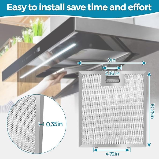 Range Hood Filter Replacement 10.25x9x0.35Inch (260x230x8.9mm) 5-Layer S97018029 Mesh Hood Vent, Range Hood Grease Filter, fits Broan B5 Series 2pack by oneket (stainless steel) - AquaVibe