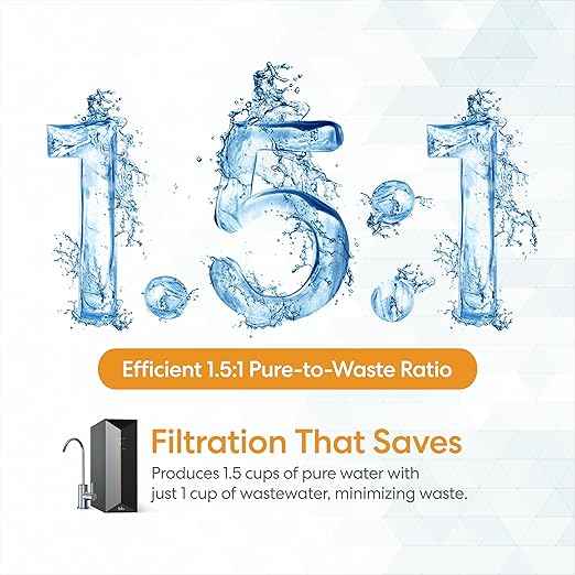 Brio Prism TROE600PRISM Reverse Osmosis Water Filtration, 4-Stage Tankless RO Water Filter System for Under Sink, 600 GPD, 1.5:1 Pure to Drain, Reduces TDS, Faucet, USA-Based Customer Support, Black