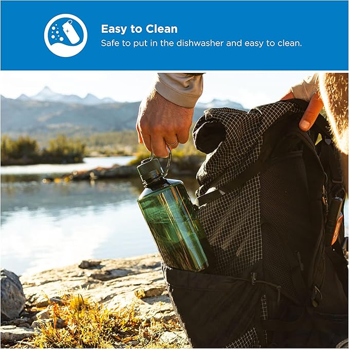 Nalgene 32 oz Narrow Mouth Water Bottle | BPA-Free, Durable & Leak Proof, Lightweight Bottle for Gym, Office & Travel, Jade