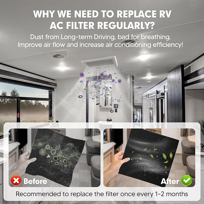 2-PACK RV A/C Filter 16 x 40 x 1/4 Inches Can Cut to Fit RV Air Conditioner Replacement for Motorhome Travel, Travel Trailers, Camper RV Air Conditioner Replacement Filters - AquaVibe