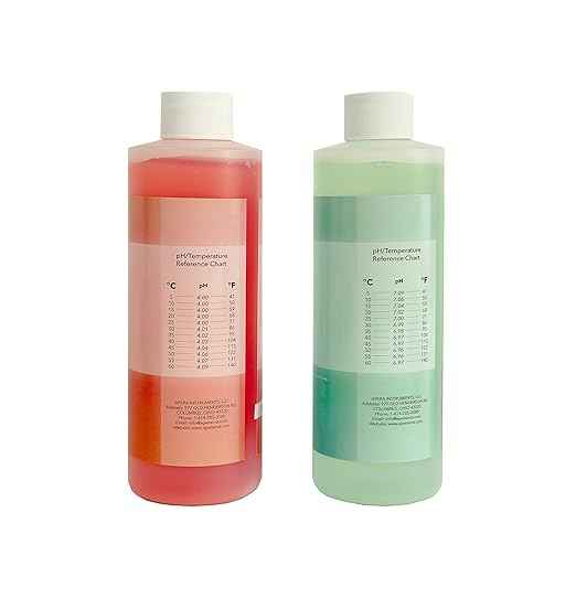 Apera Instruments Premium-Series PH60S Food pH Pocket Tester Kit, Swiss Spear pH Electrode, ±0.01 pH Accuracy, -2.00-16.00 pH Range & AI1113 pH Calibration Buffer Solution Kit, 8 oz. Each