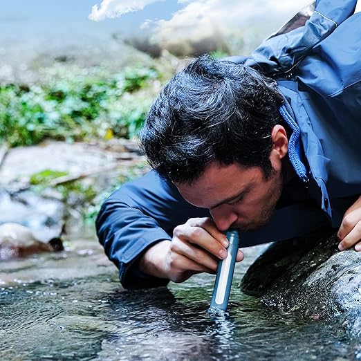 Water Filter Straw Survival Water Purifying Straws 0.01 Micron Filtration System with Transparent Window for Camping, Hiking, Travel, Backpacking Emergency Preparedness(1pc)