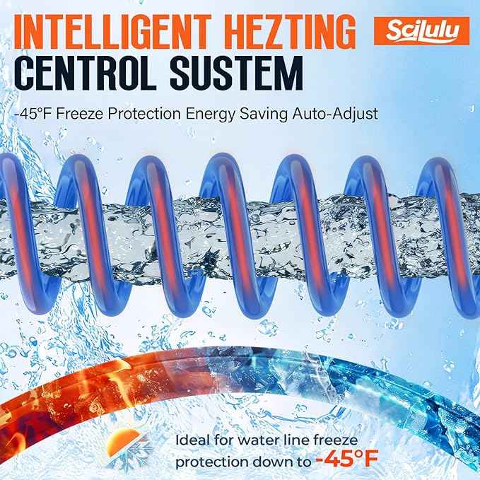 100FT Heated Water Hose for RV, Freeze Protection to -45°F, Lead-Free & BPA-Free, Safe Hose for Campers, Gardening, Livestock, Home Use