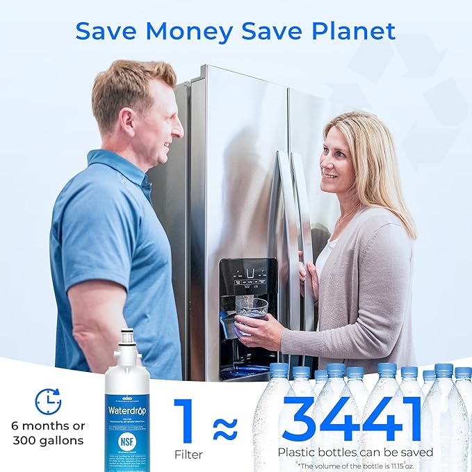 Waterdrop Replacement for GE® RPWFE®, RPWF (Built-in CHIP) Refrigerator Water Filter, Compatible with GFE28GYNFS, GFE28GELDS, PFE28KELDS, PFE28KYNFS, GFD28GELDS, PWE23KELDS, PWE23KMKES, 3 Filters