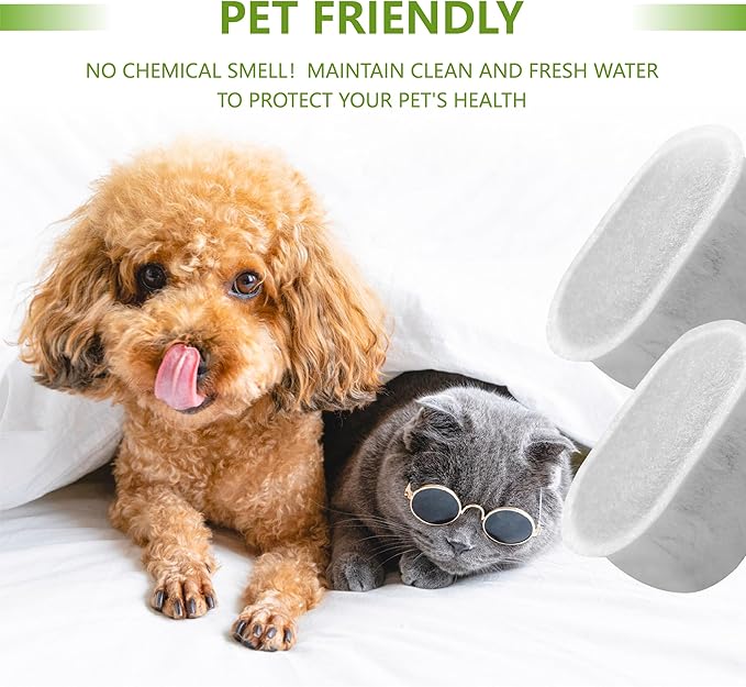 Cat Water Fountain Charcoal Replacement Filters Compatible with W300 W300B W500 Automatic Pet Fountain 67oz/2L & 71oz/2.1L & 118oz/3.5L Dog Water Bowl Drinking Dispenser (6 Pack)