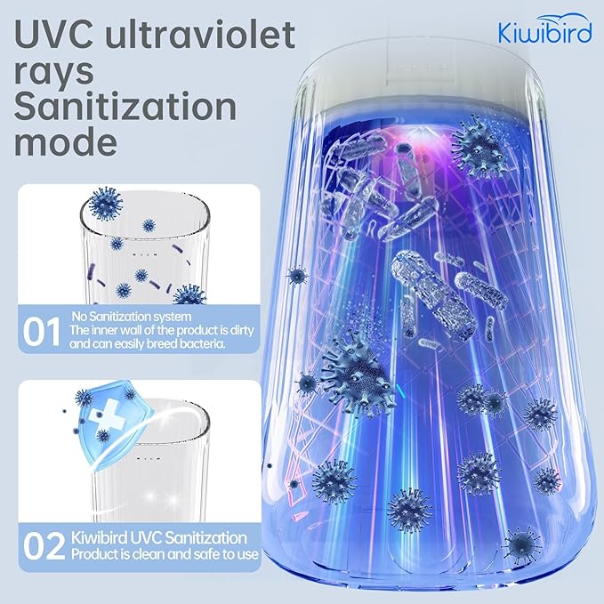 KIWIBIRD Mini Water Flosser for Travel, Ultra-Portable Cordless Oral Irrigator with UVC Light, IPX8 Waterproof 3 Modes, 230mL Teeth Cleaner for Tonsil Stones & Braces Care - Home & Travel (Green)