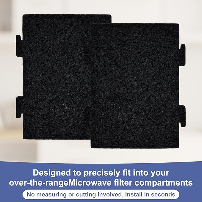8 Pack Replacement Air Filters for Microwave Oven, Premium Activated Charcoal Air Filters Compatible with Whirlpool Over The Range Microwaves YKMLS311, YWML55011, WML75011