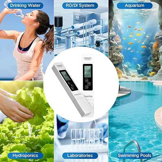 TDS Meter, 4 in 1 Water Quality Meter, Accurate and Reliable Digital TDS EC & Temp(°C,°F) TDS Meter 0-9990PPM Water PPM Tester for Drinking Water RO/DI System Aquarium (White)