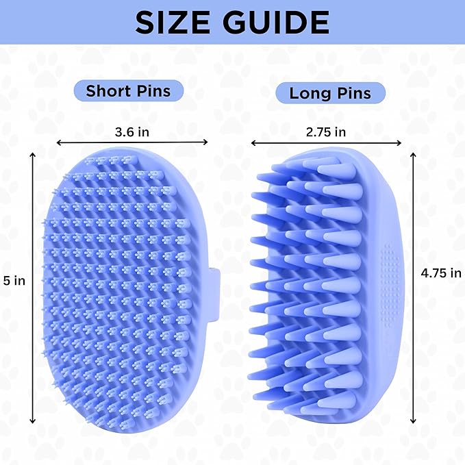Dog Grooming Bath Brush, Pet Rubber Brush For Shower Scrubbing & Soothing Massage, Ideal for Long & Short Haired Dogs and Cats, Essential Puppy Grooming Accessories, 2 PACK [We Love Doodles] - AquaVibe