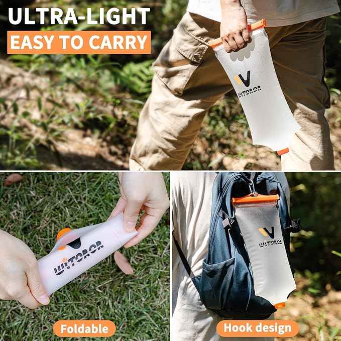 Water Bag 2L Compatible with Sawyer Squeeze Water Filter, Durable TPU Material, BPA & PVC Free Squeeze Pouch, Collapsible Hydration Canteens for Camping Hiking Cycling Fishing or Traveling