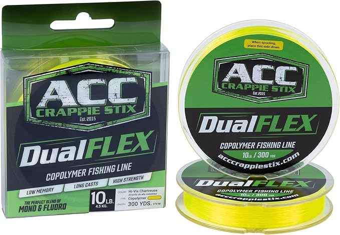 ACC Crappie Stix DUALFlex Copolymer Monofilament Fishing Line 10lb 300yd Hi-Vis Chartreuse