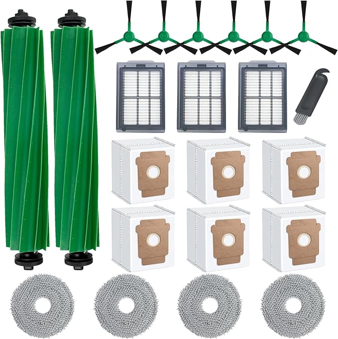 22 Pcs Replacement Parts for iRbot Roomba Plus 405 Combo/505 Combo Robot Vacuum Accessories Kit, Includes 2 Roller Brush,3 HEPA Filters, 4 Mop Pads, 6 Side Brush, 6 Dust Bags - AquaVibe