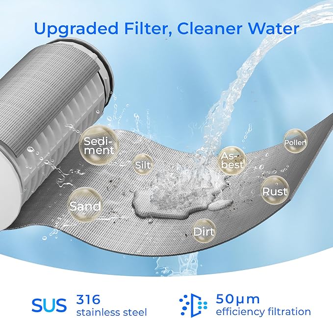 Waterdrop 15UA Under Sink Water Filter System, Under Counter Water Filter Direct Connect to Kitchen Faucet, and Waterdrop Spin Down Sediment Filter, Reusable Whole House Water Filter System 50 Micron