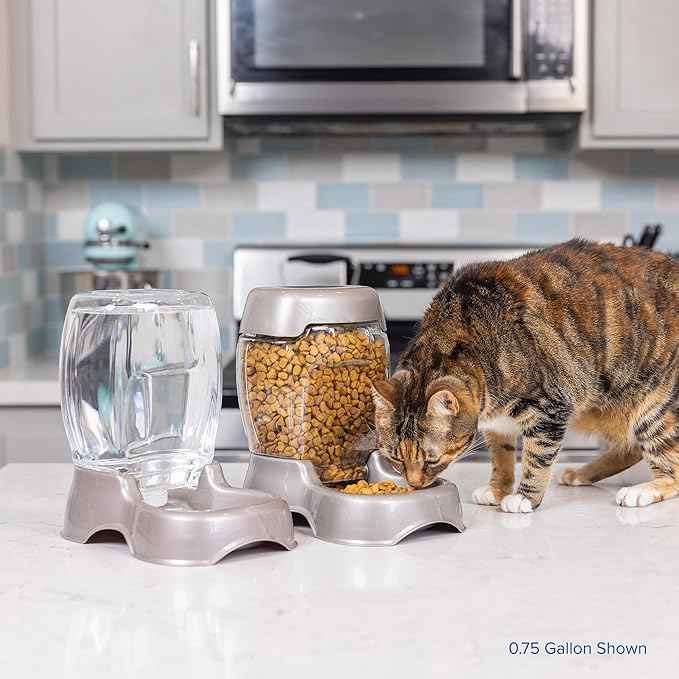 Petmate Pet Cafe Cat and Dog Water Dispenser - Water Bowl for Cats and Dogs, USA Made, .75 GAL, Pearl Tan