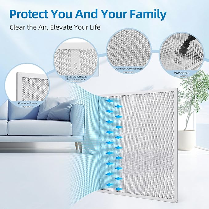 S99010430-002 Range Hood Filter Replacement Compatible with Broan Nutone 4512880 Kitchen Exhaust Fan Filter,5-Layer Aluminum Grease Filter 15-3/4" x 13-7/8" x 3/8",2 Pack - AquaVibe