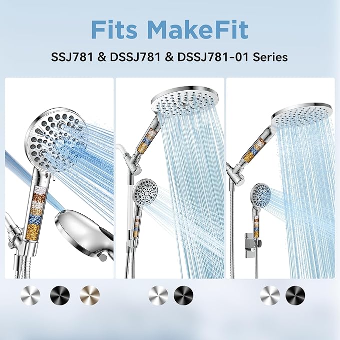 MakeFit Shower Head Filter Replacement Cartridge for SSJ781/DSSJ781/ DSSJ781-01 MakeFit Filtered Handheld Shower Head (2-PACK)