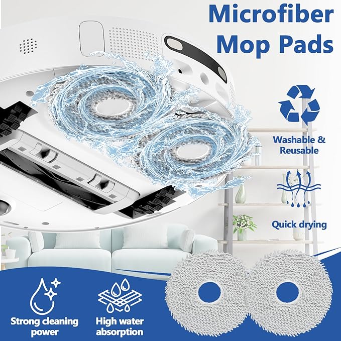 22 Pack Replacement Parts for ECOVACS T20 Omni/Max/Pro,Ecovacs T20 Max Vacuum Cleaner Accessories Kit, 1 Main Brush, 4 Hepa Filters, 4 Mop Pads, 6 Vacuum Bags, 6 Side Brushs, 1 V-shaped brush - AquaVibe
