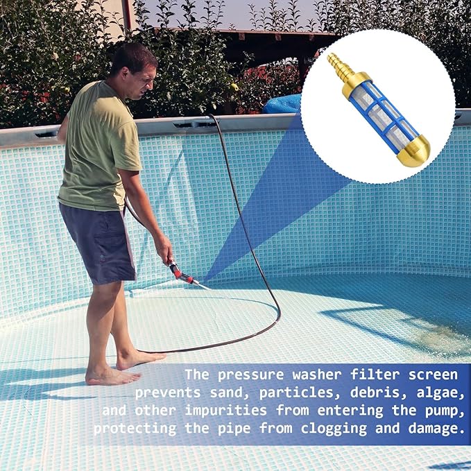 Pressure Washer Filter Brass 3/4'' 5/8'' Hose Water Suction Strainer Pickup Filter Hose Inlet Strainer for Water Tank Connection to Suction Hose Accessories - AquaVibe