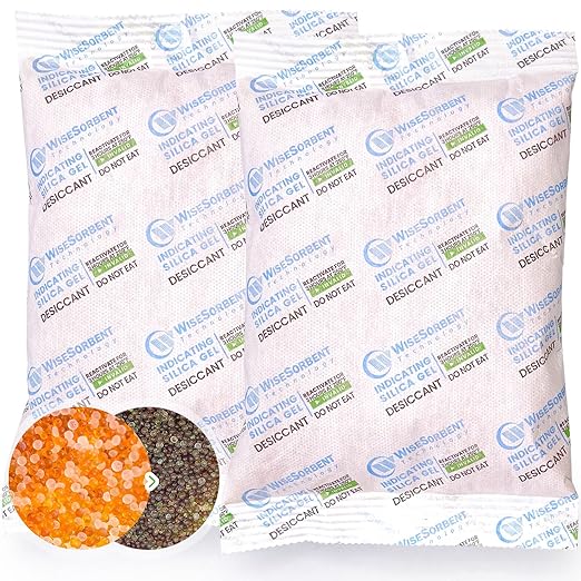 6Pcs 500 Gram Rechargeable Desiccant Packs, Indicating Silica Gel Packets (Orange to Dark Green), Gun Safe Dehumidifier, Desiccant Moisture Absorbers for Storage