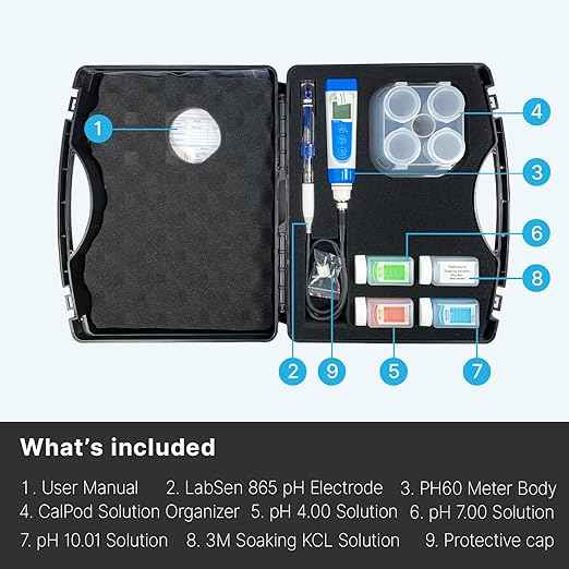 Apera Instruments PH60-HT Handheld pH Meter Tester Kit with LabSen 865 pH/Temp. Electrode for Lab-Grade pH Measurement in High Temperature and/or Corrosive Water Solutions
