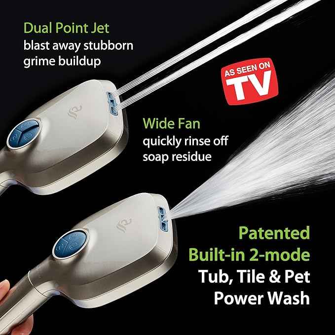 6-way High Pressure 82 Spray Mode Filtered Showerhead Combo - Handheld Shower Head Filters Chlorine to Heal Dry Skin, Revive Hair - Dual Power Wash Cleans Tub, Tile, Pets - Hard Water Softener, Nickel