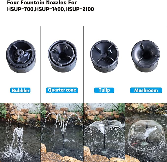WaterRebirth (HSUP-1400F) Submersible Water Pump With Fountain Jets - Pond Pump - Submersible Pump - Water Fountain Pump - Aquarium Pump - AquaVibe
