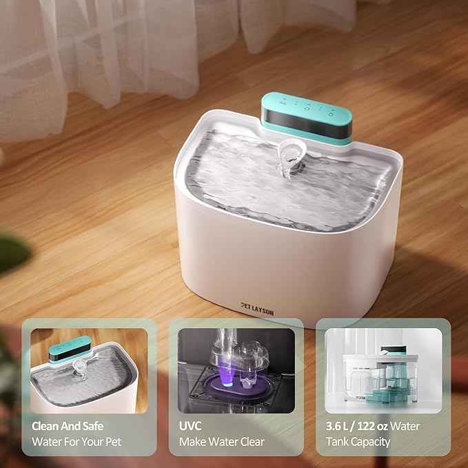 PET LAYSON Pumpless Cat Water Fountain,App Remote Control Smart Cordless Battery Operated 3.6L/122oz Wireless 2.4GHz Wi-Fi Networks Rechargeable Water Dispenser (Pink, M1Pro-2 Filter)