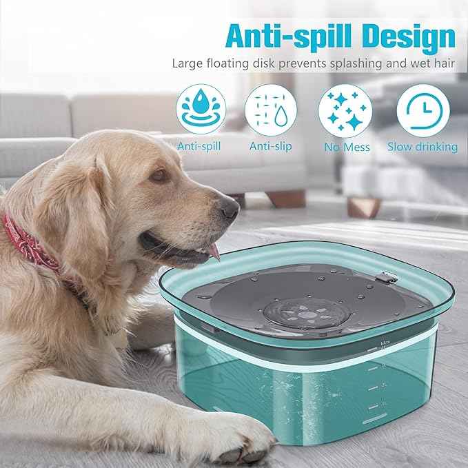 UPSKY 4L Dog Water Bowl 135oz No Spill Dog Bowl Extra Large Capacity Slow Drinking Water Feeder, Splash Proof Pet Water Dispenser Vehicle Carried Travel Water Floating Bowl for Dogs, Cats