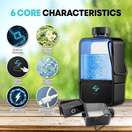 Hydrogen Water Bottle-3min Electrolysis 1800 PPB Smart Water Ionizer, High Concentration Hydrogen Water Bottle Generator, Rechargeable Hydrogen Water Machine for Post-Workout Recovery, Travel Friendly