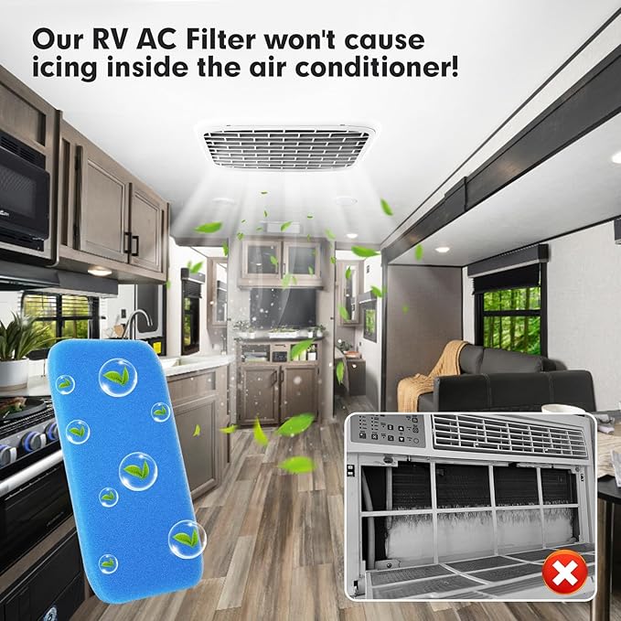 4-PACK RV AC Filter RV Air Filters Replacement for Air Conditioner Vent, Washable AC Filter 12.875 x 5.5 for Camper Vent MERV 6 AC 160g - AquaVibe
