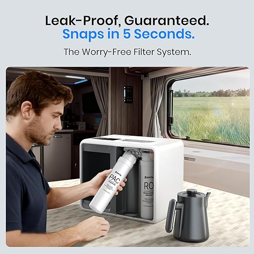 Portable 5-Stage Reverse Osmosis System Countertop UV Water Filter,Intelligent Hot Water Purifier for Family Kitchen Camping, RV, Overlanding 0.0001μm RO Membrane, Lab-Grade Purity, Non-Install