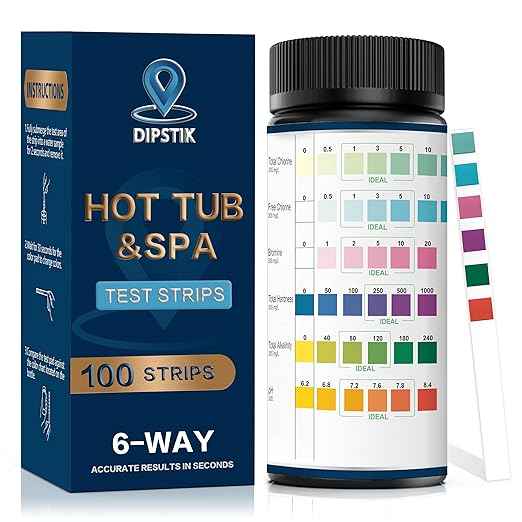 Pool & Spa Test Strips - 6 in 1 Water Test for pH, Hardness, Bromine, Chlorine, 100 Counts