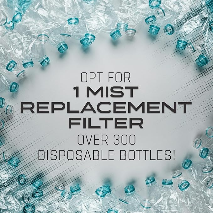 Mist Sports Squeeze Water Bottle Replacement Filter, Replacement Filter Lasts 32 Gallons (2 Months) for Contaminant Free and Pure Water - No Lugging Disposable Bottles, 5-pack