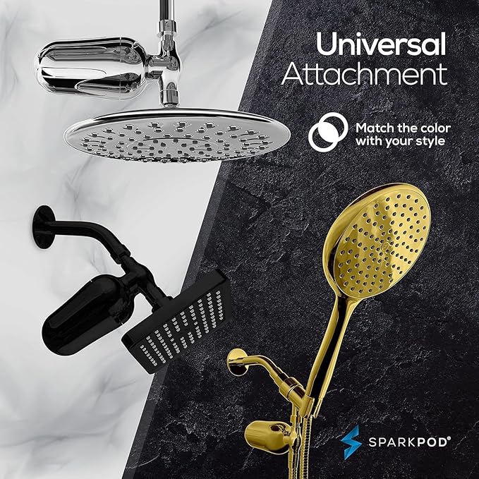 SparkPod Ultra Shower Filter- Shower Head Water Filter & Cartridge- 150 Stage Equivalent, Removes Up to 95% of Chlorine, Heavy Metals for Soft Hair & Skin (Luxury Polished Chrome, V2 Improved Design)