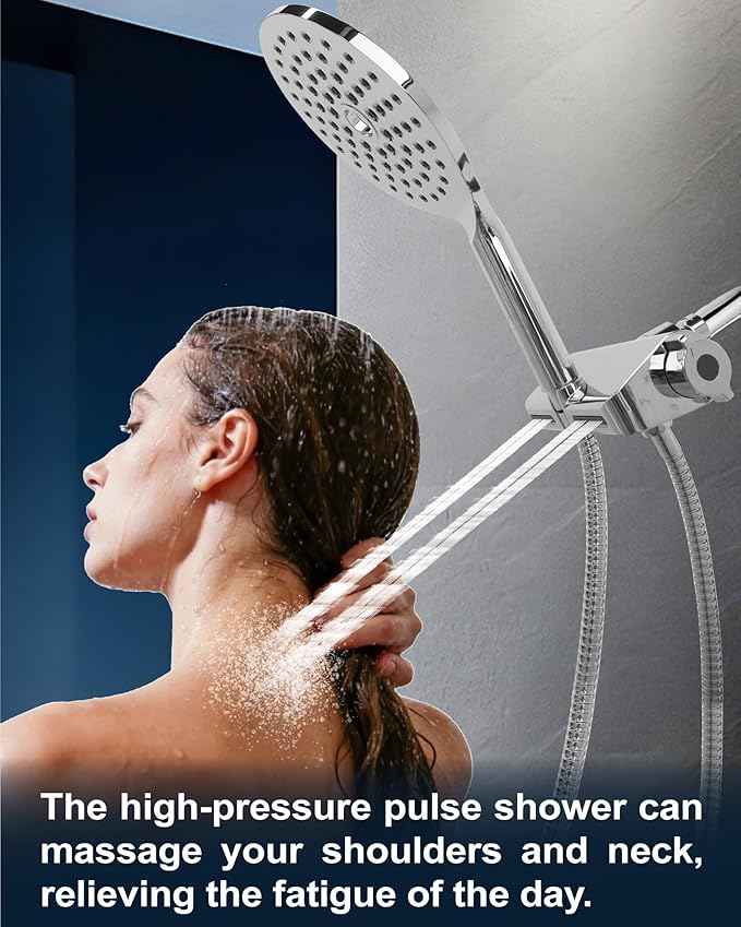 7.5" Rainfall Filtered Shower Head with Handheld Showerhead with Filter High Pressure 2-in-1 Dual Spa System Water Softener Filters for Hard Water 59" Stainless Steel Hose Chrome Polish