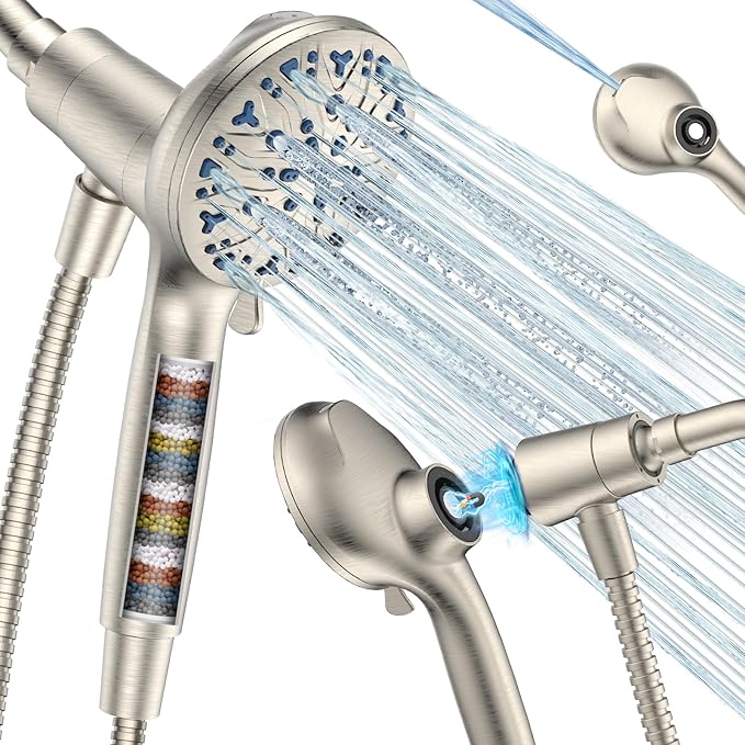 High Pressure Filtered Shower Head with Handheld, Upgrade Magnetic 10-Mode Handheld Showerhead Built-in Power Wash for Bathroom Cleaning, Detachable Shower Head with 71