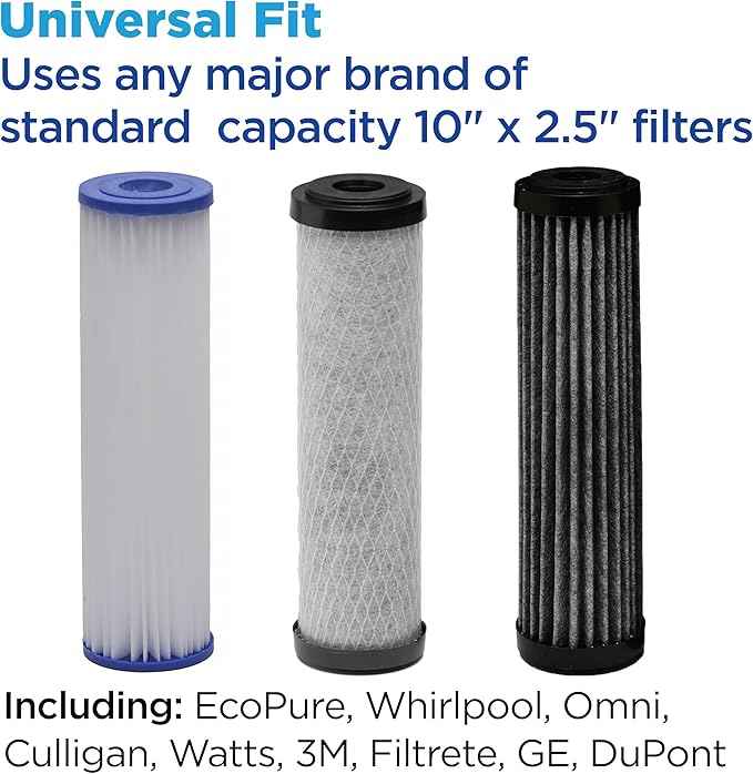 EcoPure EPW2VC Whole Home Water Filtration System – Valve-in-Head Design with Built-In Bypass Valve & Clear Sump – Reduces Sediment, Rust, Dirt & Chlorine Taste – Fits Standard Capacity Filters
