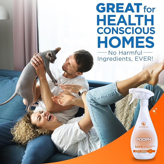 POOPH® Kitty Odor Eliminator – 32 fl oz Bottle – Proprietary Odor-Elimination Technology Works On-Contact – Cat Trees, Toys, Furniture, Bedding – NO Fragrances, NO Harsh Chemicals, Safe & Non-Toxic - AquaVibe