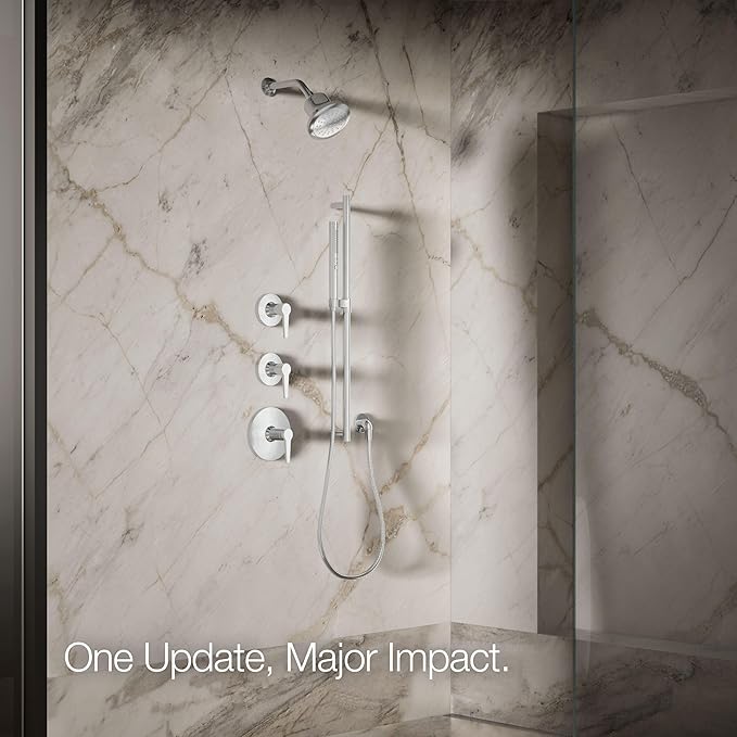 KOHLER ‎K-33631-Y-CP Cinq Round Single-Function Filtered Showerhead, Five-Layer Filtration, 2.5 GPM, Full Coverage Spray, Premium Durable Material, Polished Chrome