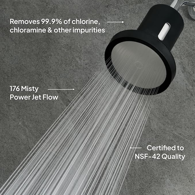 SecondShower Filtered Shower Head + 2 Pack Filter | Clinically Proven for Skin Health, NSF Certified Filtration, High Pressure Spa Mist, Beauty Wellness Device for Skin & Hair Care (Forest Green)