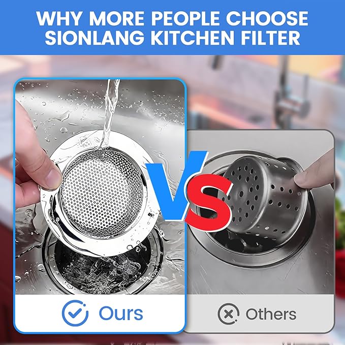Kitchen Sink Strainer, Stainless Steel Sink Drain Strainer, Dishwasher Safe, Outer Diameter 4.4 inch/11.2cm, Inner Diameter 3 inch/7.6cm, Pack of 5 (5)