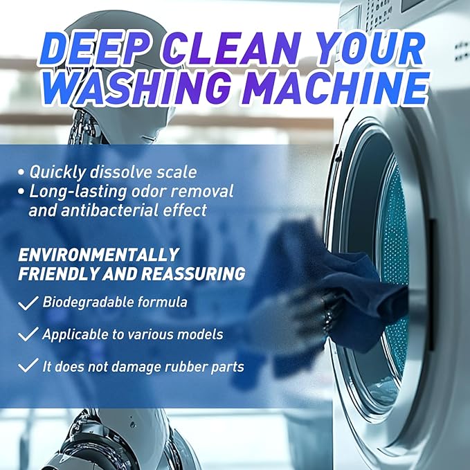 Washing Machine Cleaner Tablets 30 Pack - HE Top Load & Front Load Washer Cleaner, Eco Friendly Septic Safe, 3 Layers Deep Cleaning, Descaler & Deodorizer, 1+ Year Supply (30 Count - AquaVibe