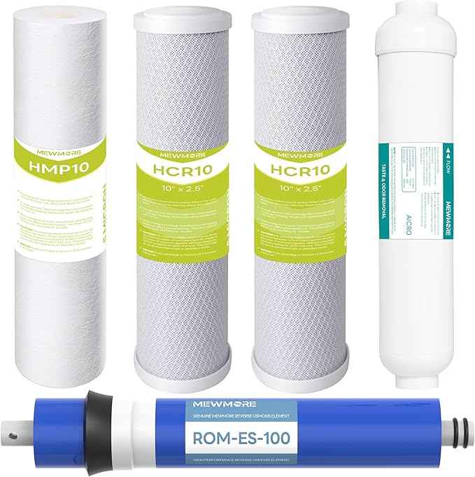 5 Stage ROES-100 RO Water Filter Replacement FILTER-MAX-ES100 100 GPD Set for APEC ROES-100 Reverse Osmosis System, 3/8" Output