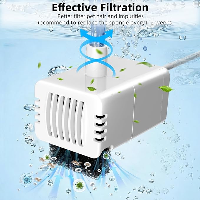 Replacement Pump for 7L/1.8Gal Stainless Steel Pet Fountain Cat Water Fountain Dog Water Dispenser Ultra Quiet Long Lifespan Water Pump