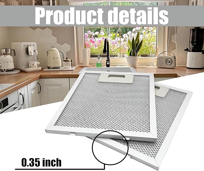 W10915369 W10727013 Range Hood Grease Filter Compatible with Whirlpool Jenn Air Kitchen Aid 5 Layer Aluminum Mesh Grease Vent Filter 875 X 75 Inch（2 Pcs）